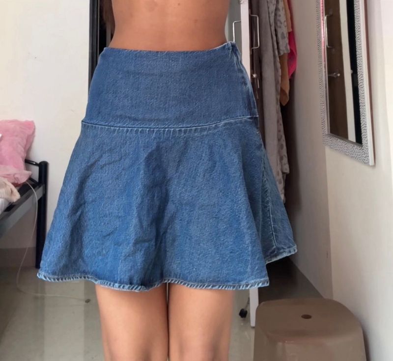 Denim Flared Skirt
