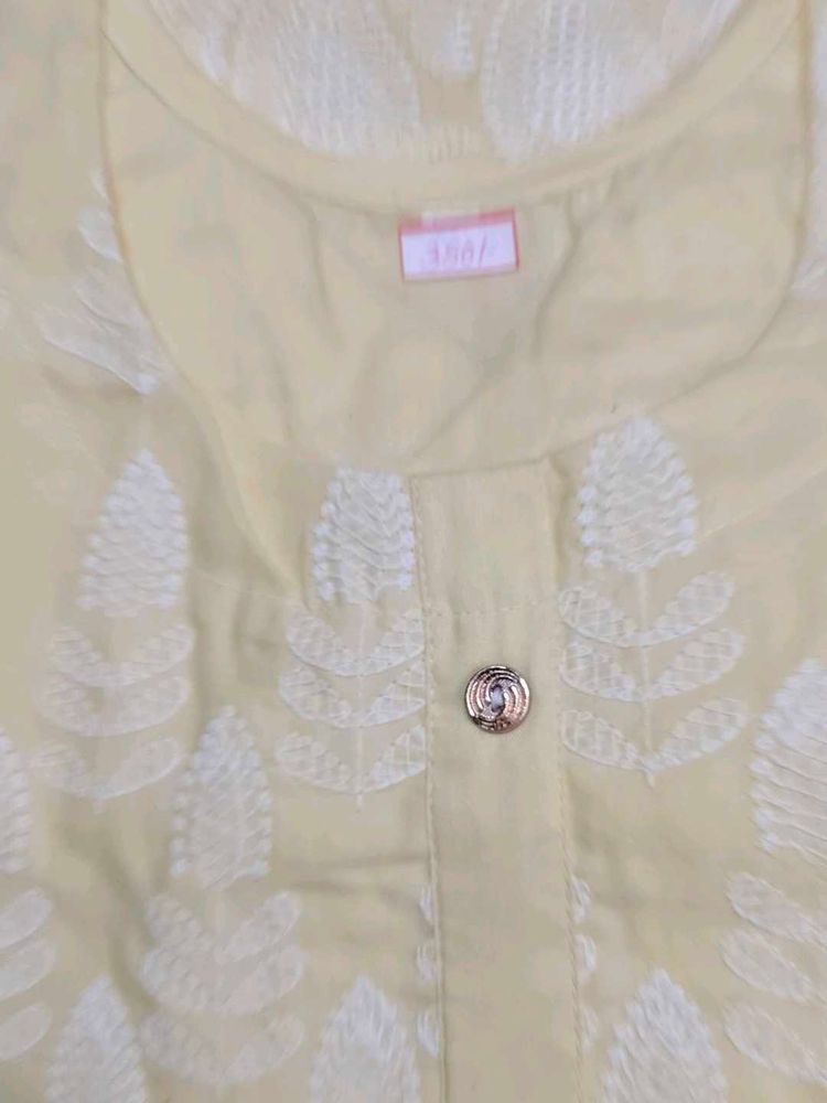 Light Yellow Chikankari Kurta