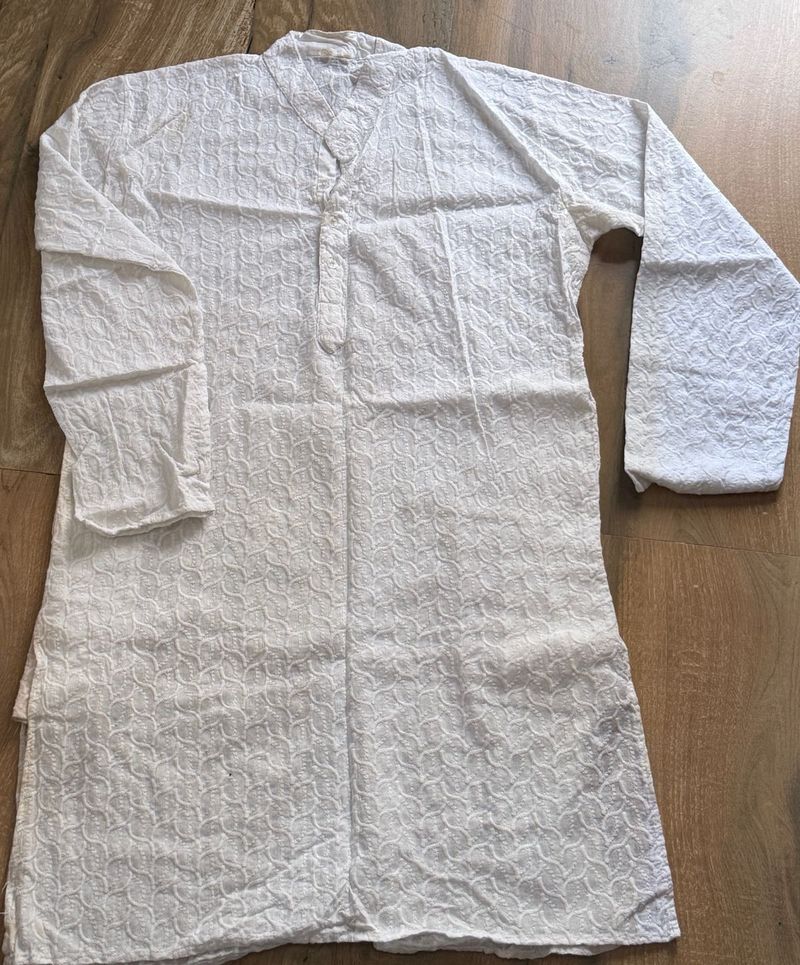 Men's White Chikankari Kurta