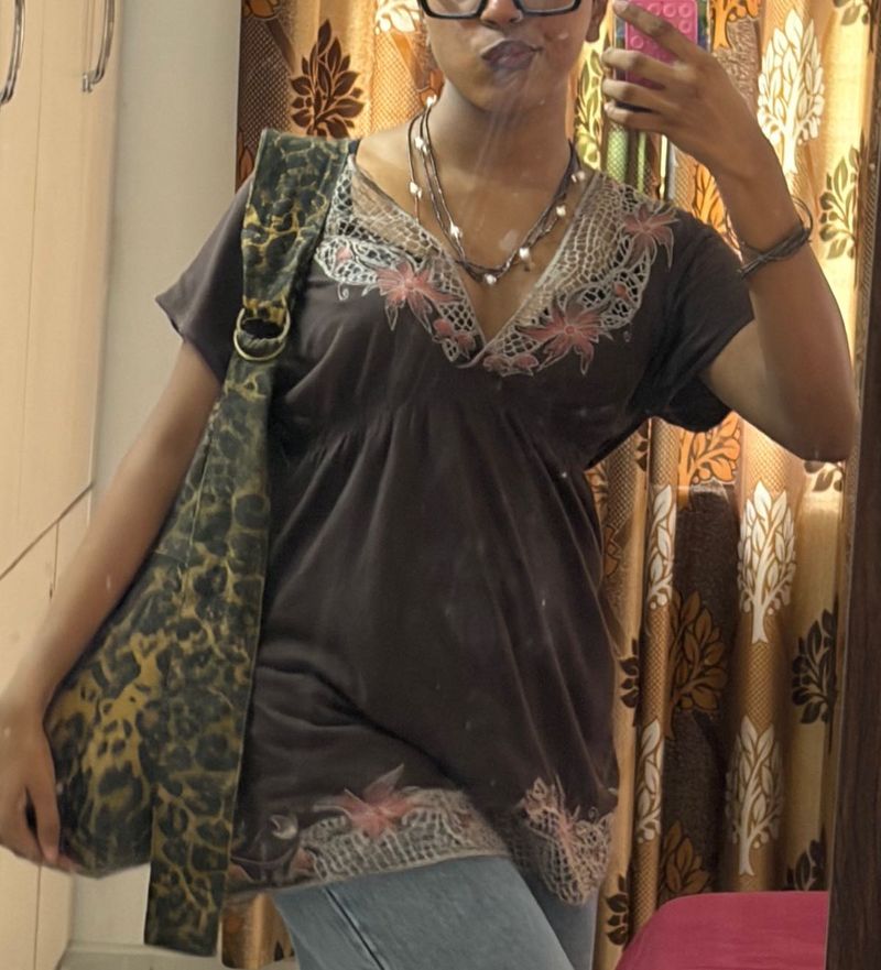 Boho-style Embroidered Tunic Top