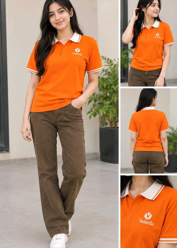 Orange T-shirt with white accents