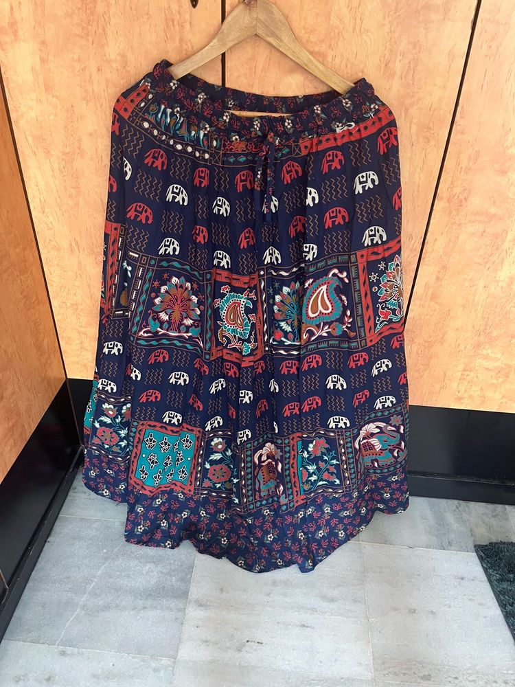 New Boho Elephant Print Maxi Skirt