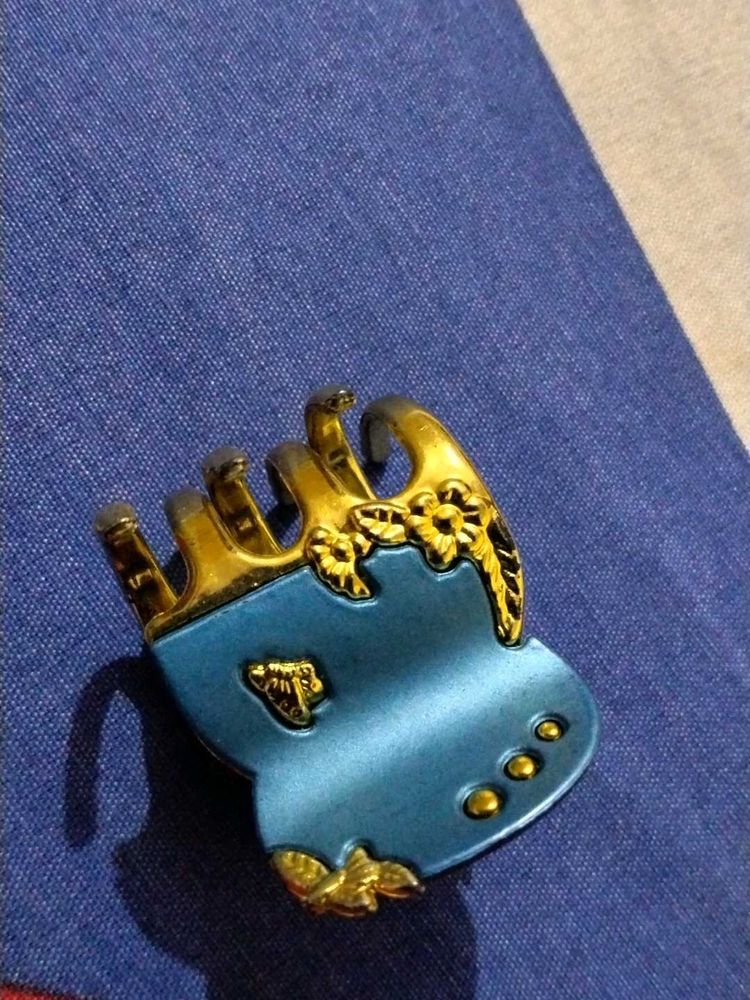 Blue - Gold Hair Clip