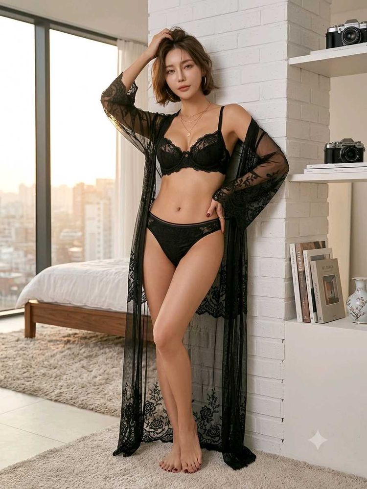 Lace Robe and Lingerie Set