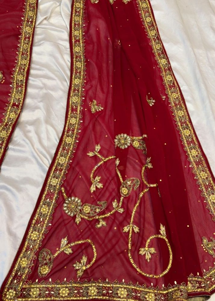 Exquisite Red Embroidered Saree