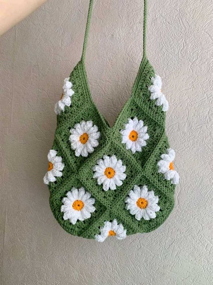 Crochet Daisy Granny Square Bag