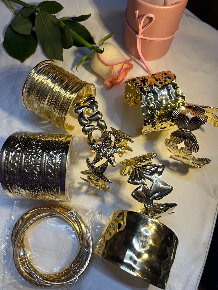 Set of Elegant Gold Tone Bracelets