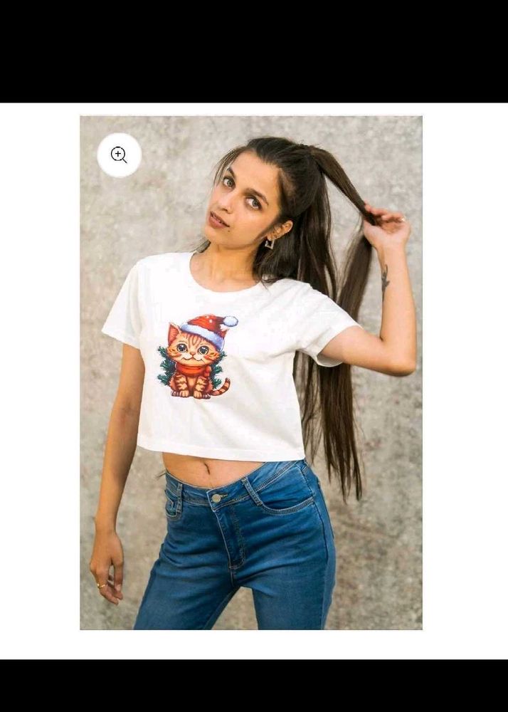 Cute Cat Christmas Crop Top