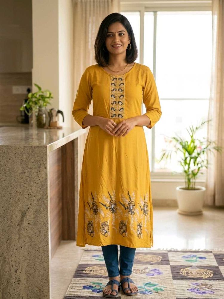 Yellow Embroidered Kurta