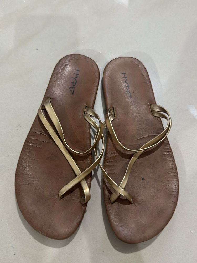 Hype Gold Strappy Flat Sandals