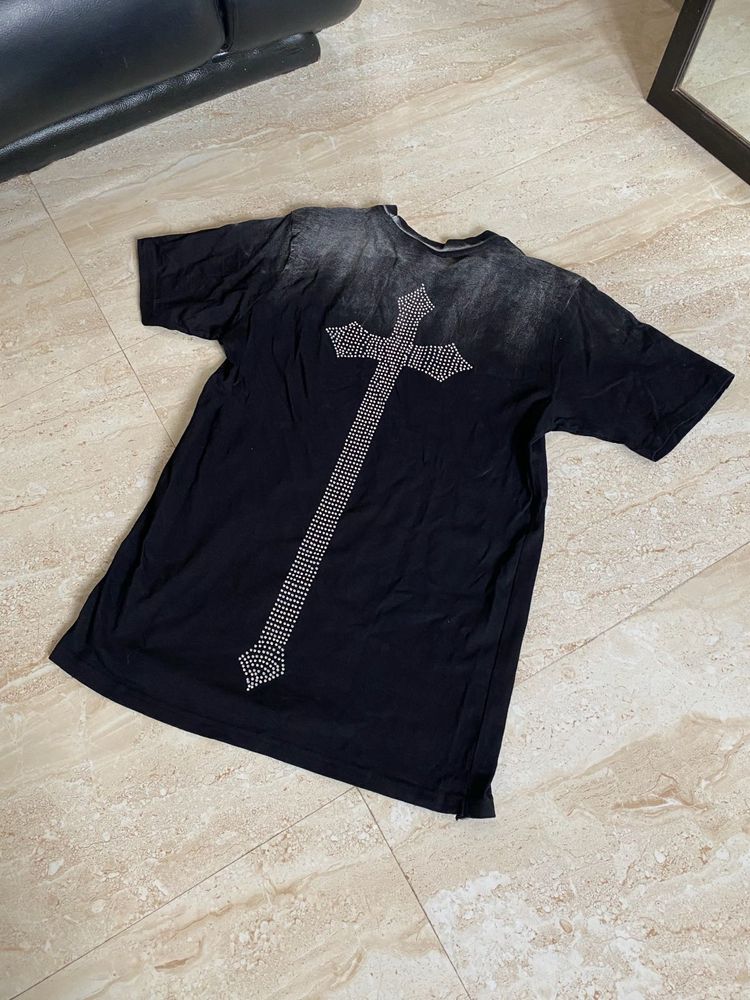 Black Rhinestone Cross T-Shirt