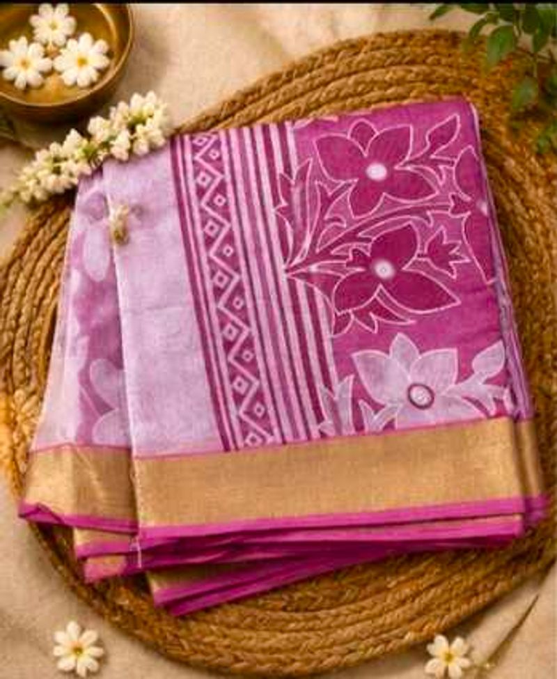 Beautiful Pink Floral Saree