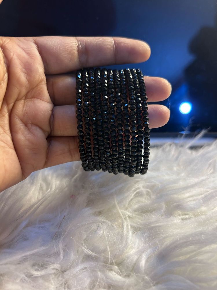 Elegant Black Beaded Bracelet Set