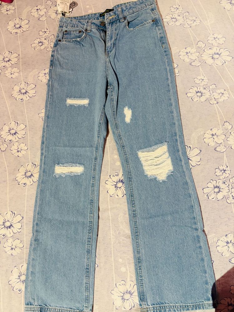 Stylish Distressed Light Wash Jeans