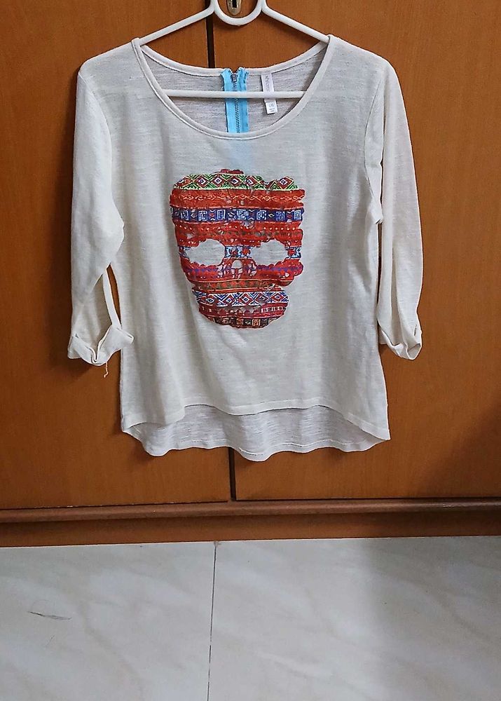 Skull Colourful Graphic T-Shirt - L Size