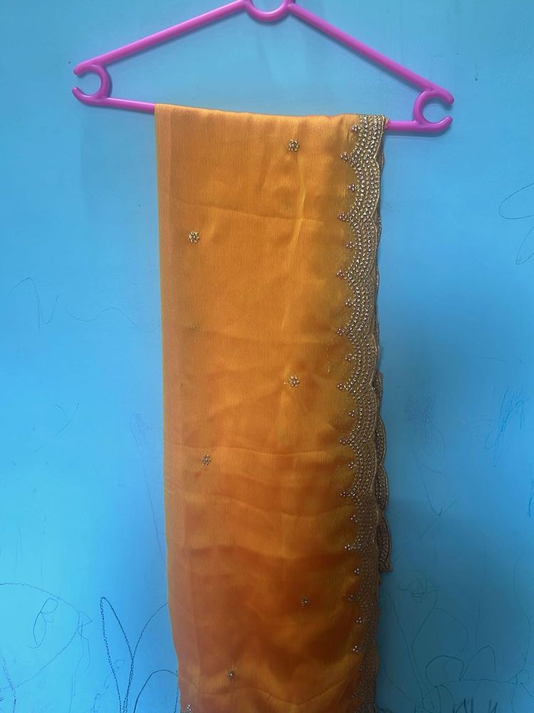 Elegant Orange Embellished duppata