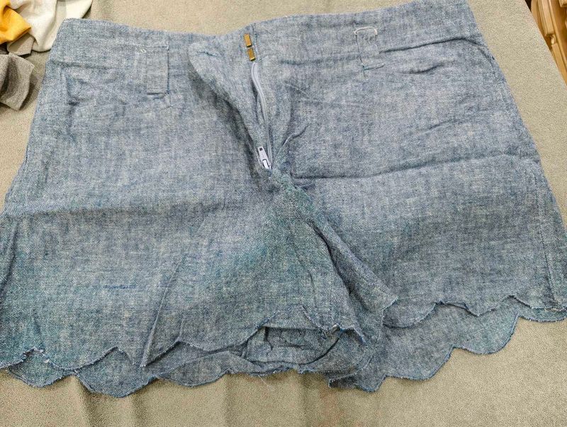Blue Tie Waist Shorts