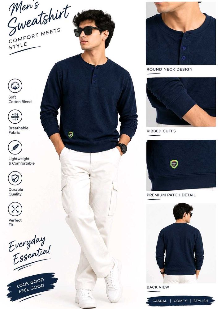 Navy Blue Long Sleeve T-Shirt (M) size