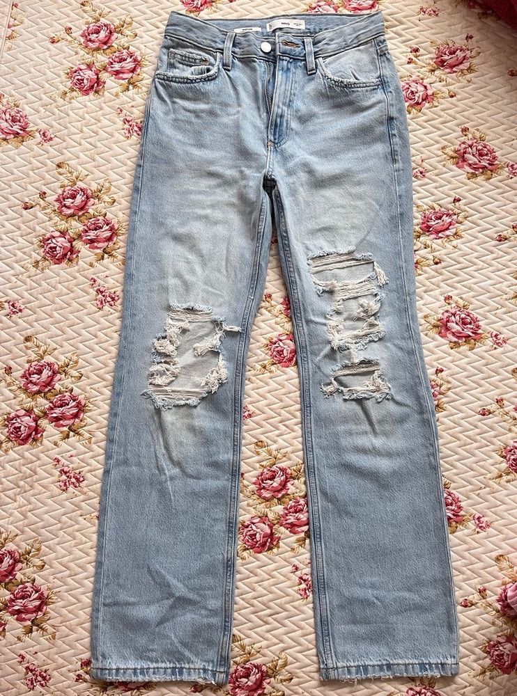 Medium Blue Straight Low-waist Jeans