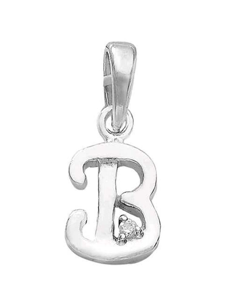 Silver Letter B Pendant with Diamond