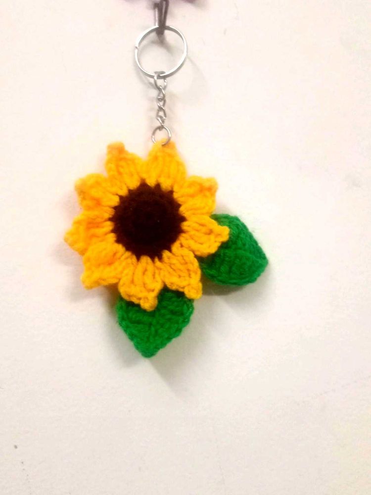 Sunflower Crochet Keychain