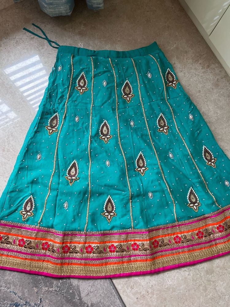 Beautiful Teal Embroidered Lehenga only