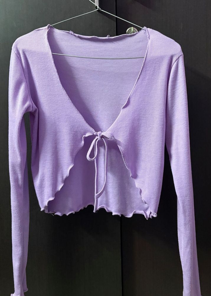 lilac tie-up cardigan