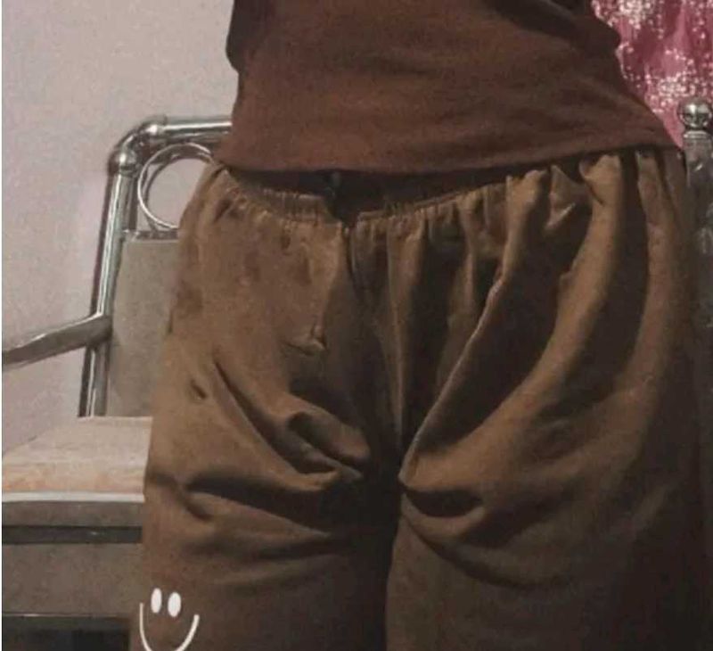 Brown Casual Shorts with Smiley Face