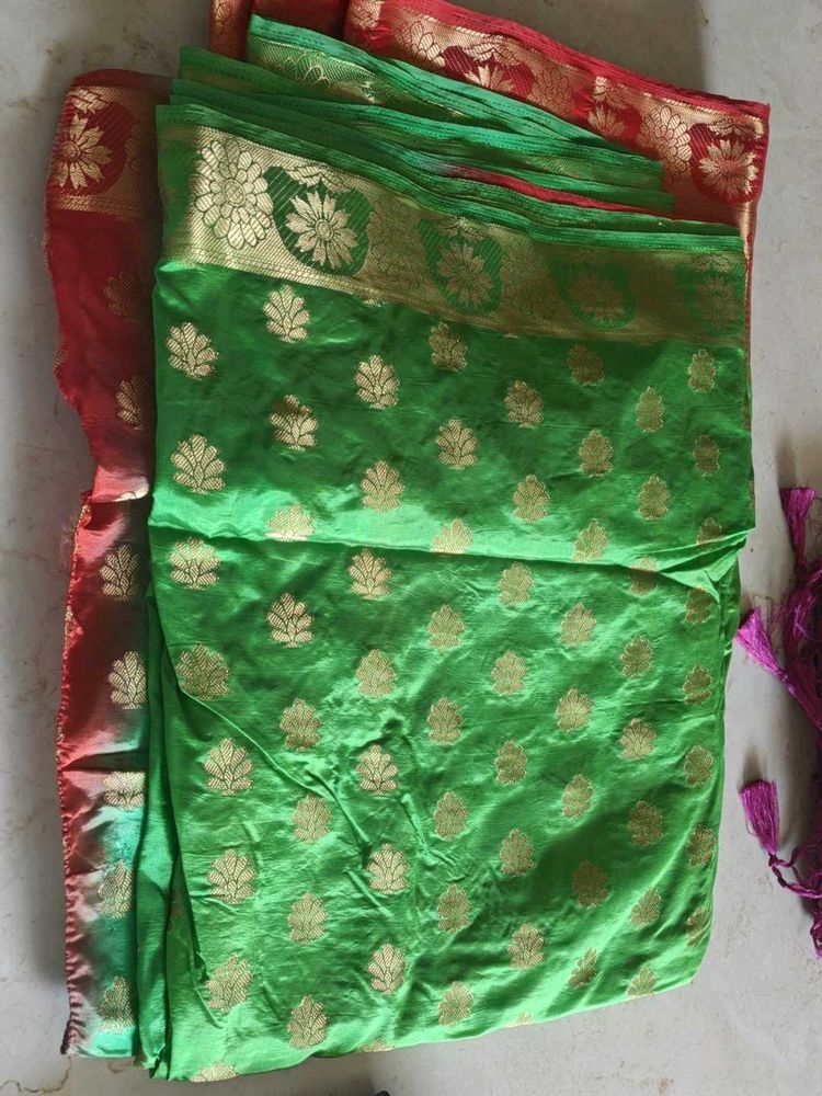 Vibrant Green Banarasi Silk Saree