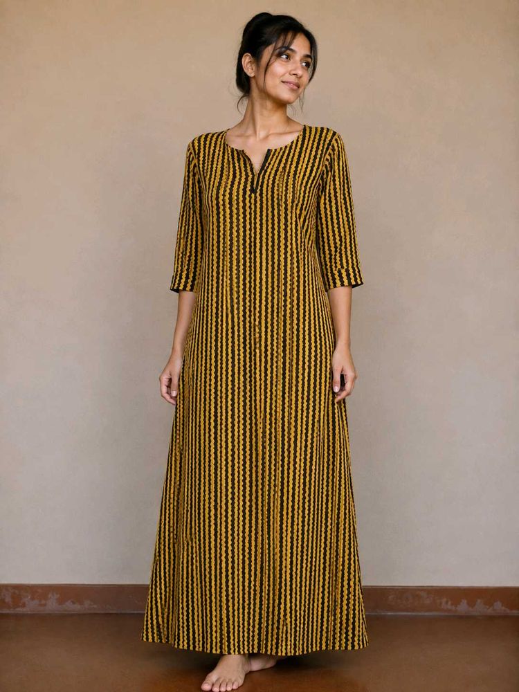 Yellow &amp; Black Striped Kurta