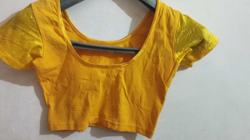 Yellow Readymade Saree Blouse