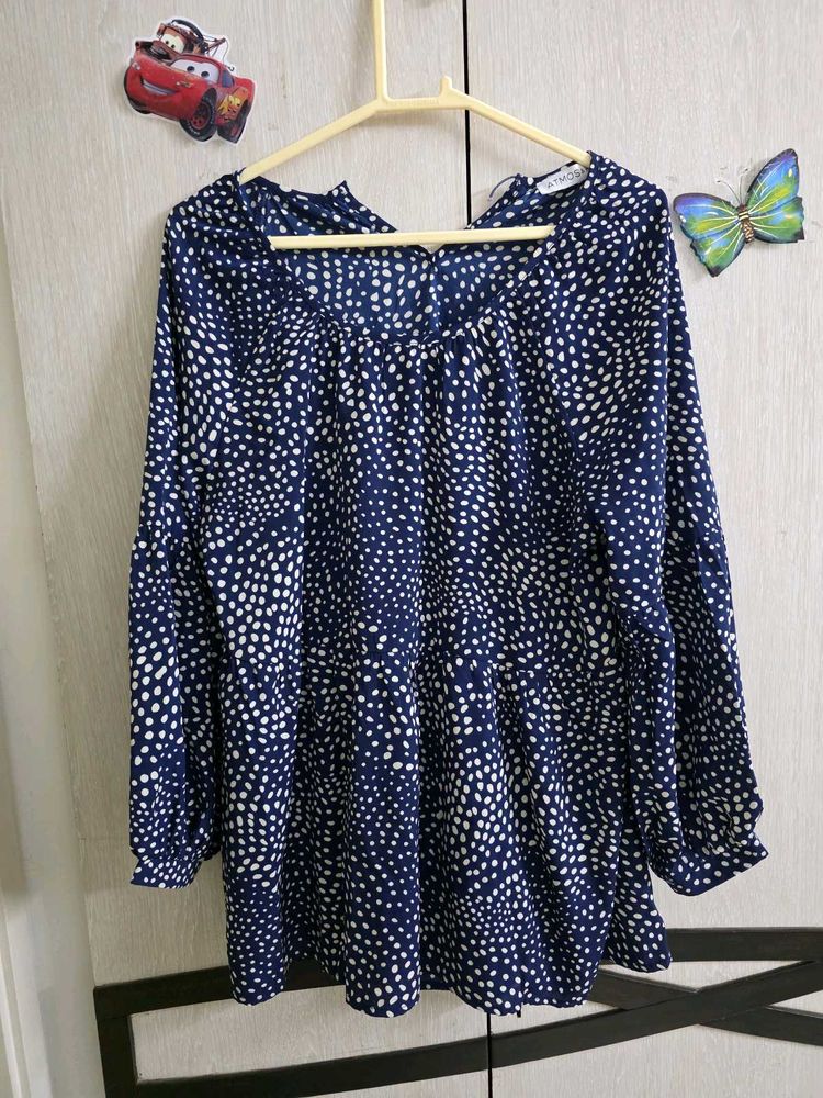 Stylish Navy &amp; White Dotted Top