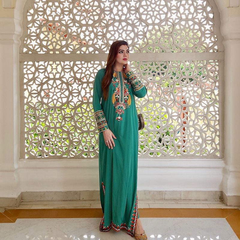 elegant green Pakistani dress