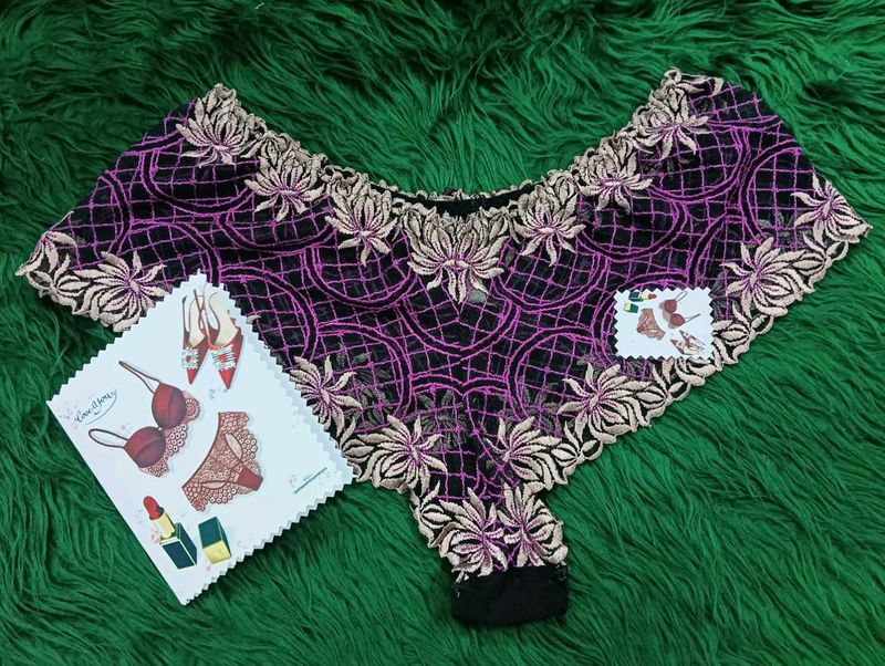 Lace Trimmed Pink &amp; Black Briefs