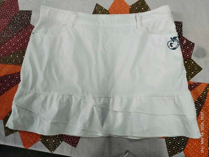 White Ruffled Golf Skirt
