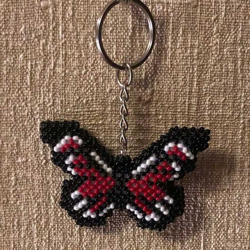 Handmade beaded butterfly keychain