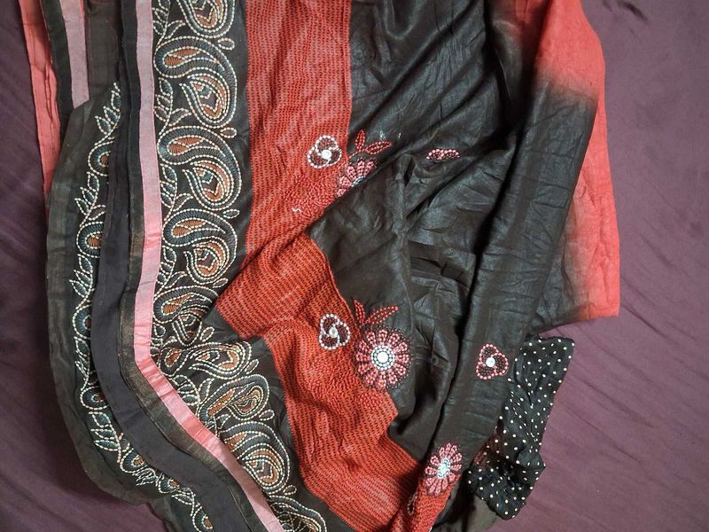 Embroidered Saree with Paisley Border