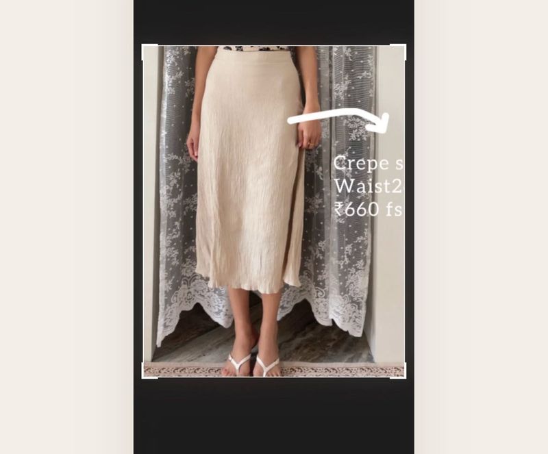 crepe beige skirt