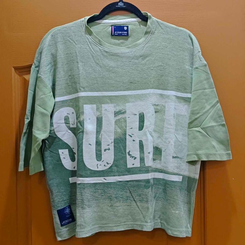 Surf Oversized T-Shirt | Sage Green Graphic Tee