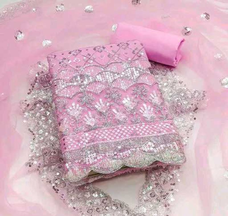 Pink Sequin dress material for a gorgeous look