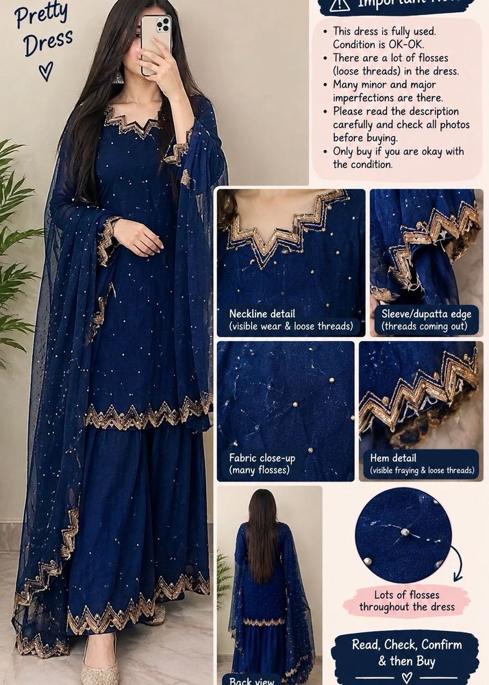 Elegant Navy Blue Kurta Set with Dupatta
