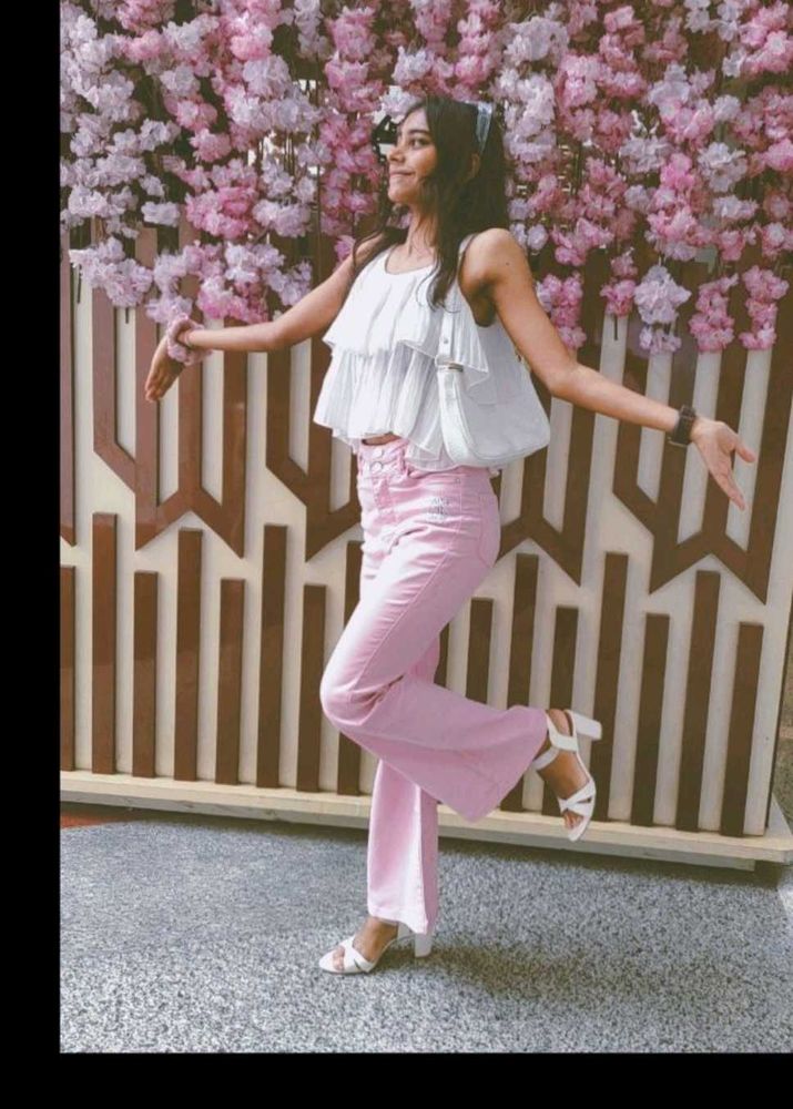 bell bottoms baby pink jeans