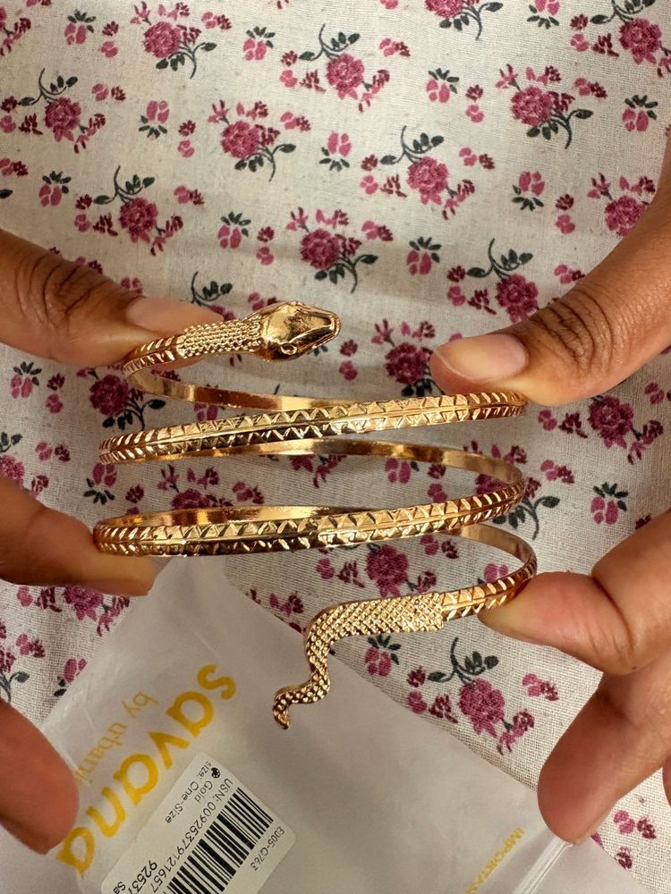 Unique Gold Snake Cuff Bracelet