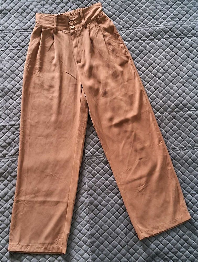 Beige Wide Leg Pants
