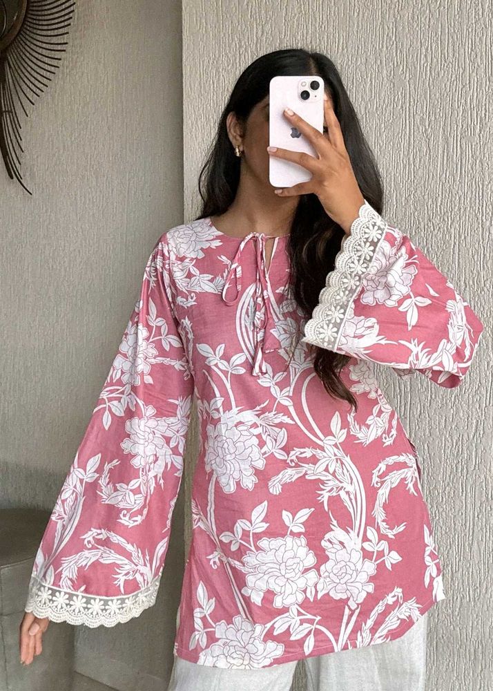 Elegant Pink Floral Kurta