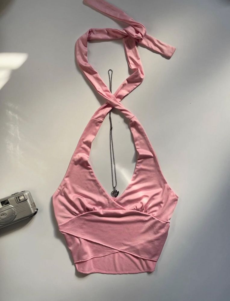 Pink halter neck top