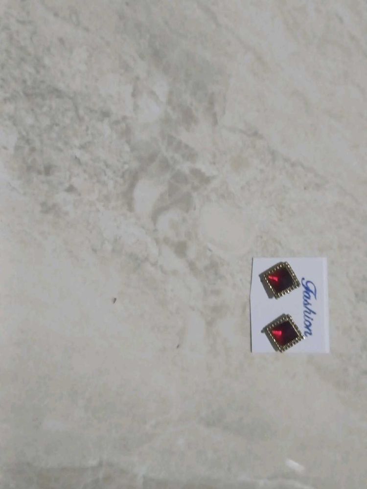 Chic Red Gemstone Earrings