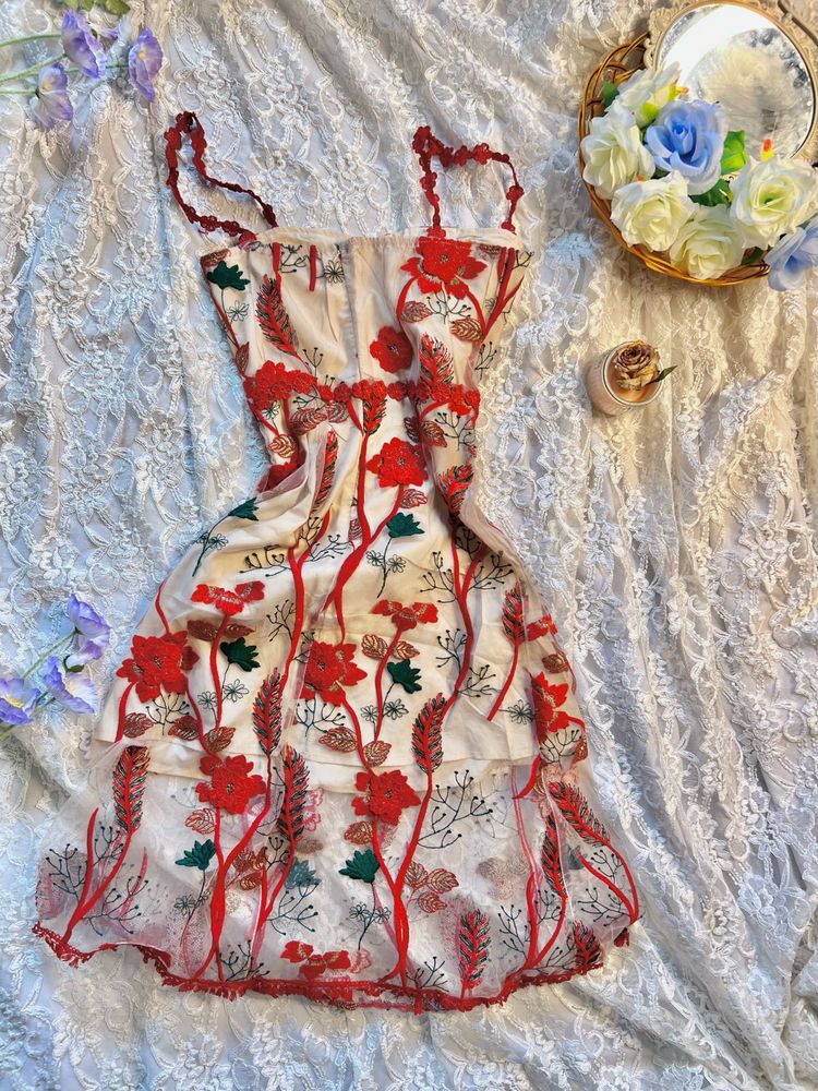 Floral Embroidered Mini Dress