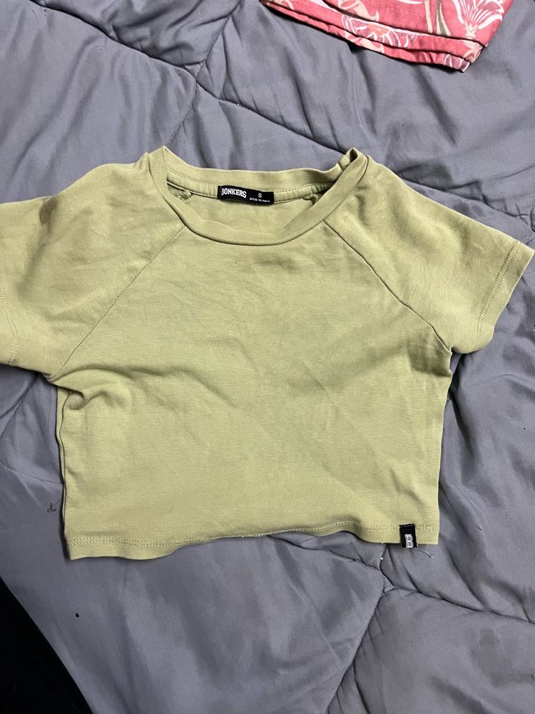 Olive Green Cropped T-Shirt