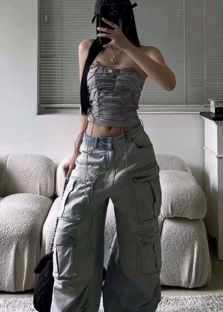 Y2k  Bluish grey vintage Casual Pants